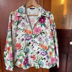 Zara 100% Cotton Floral Women's Blouse